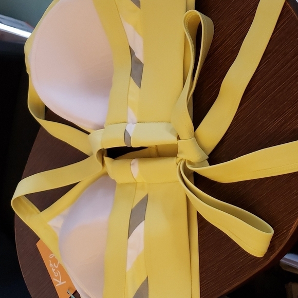 Kona Sol Triangle Bikini Set - Yellow, White and Green Size X (14W) - Picture 3 of 8